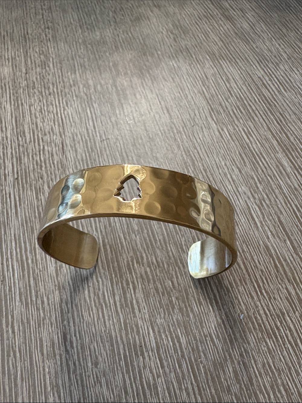 Rustic Cuff Hammered Gold Open Cuff Bracelet with Cutout